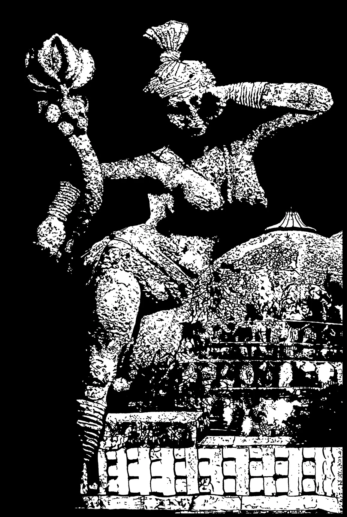 High-resolution detail of the yakshi in Ayodhya