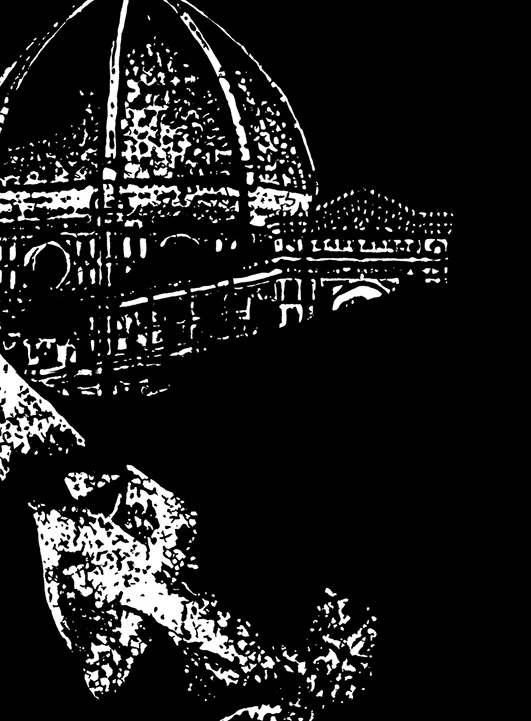 Detail showing Florence merging into Dante's face