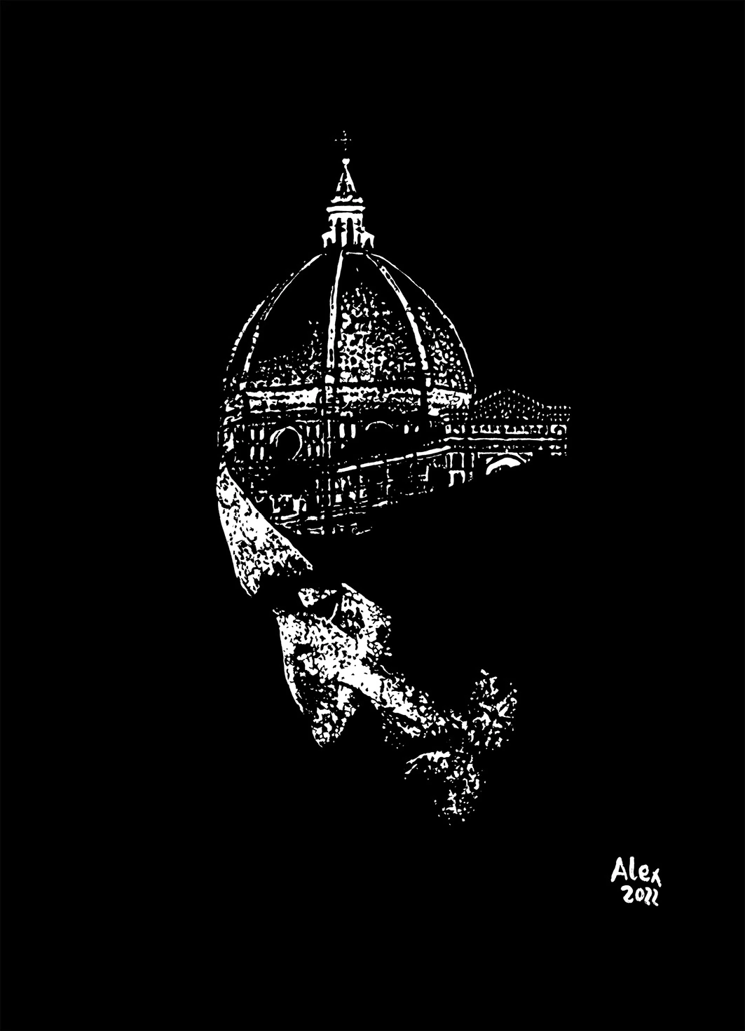 Dante sotto la città, original drawing, 2022