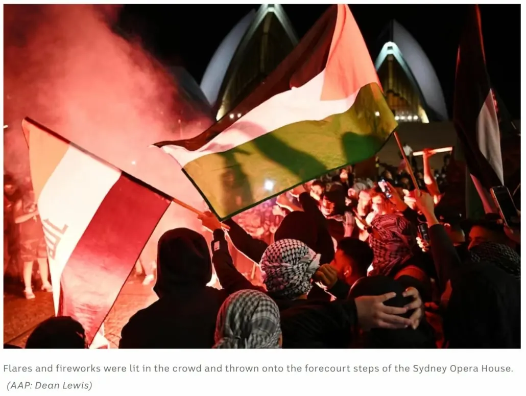 Pro-Palestinian rally at the Sydney Opera House on 9 October 2023