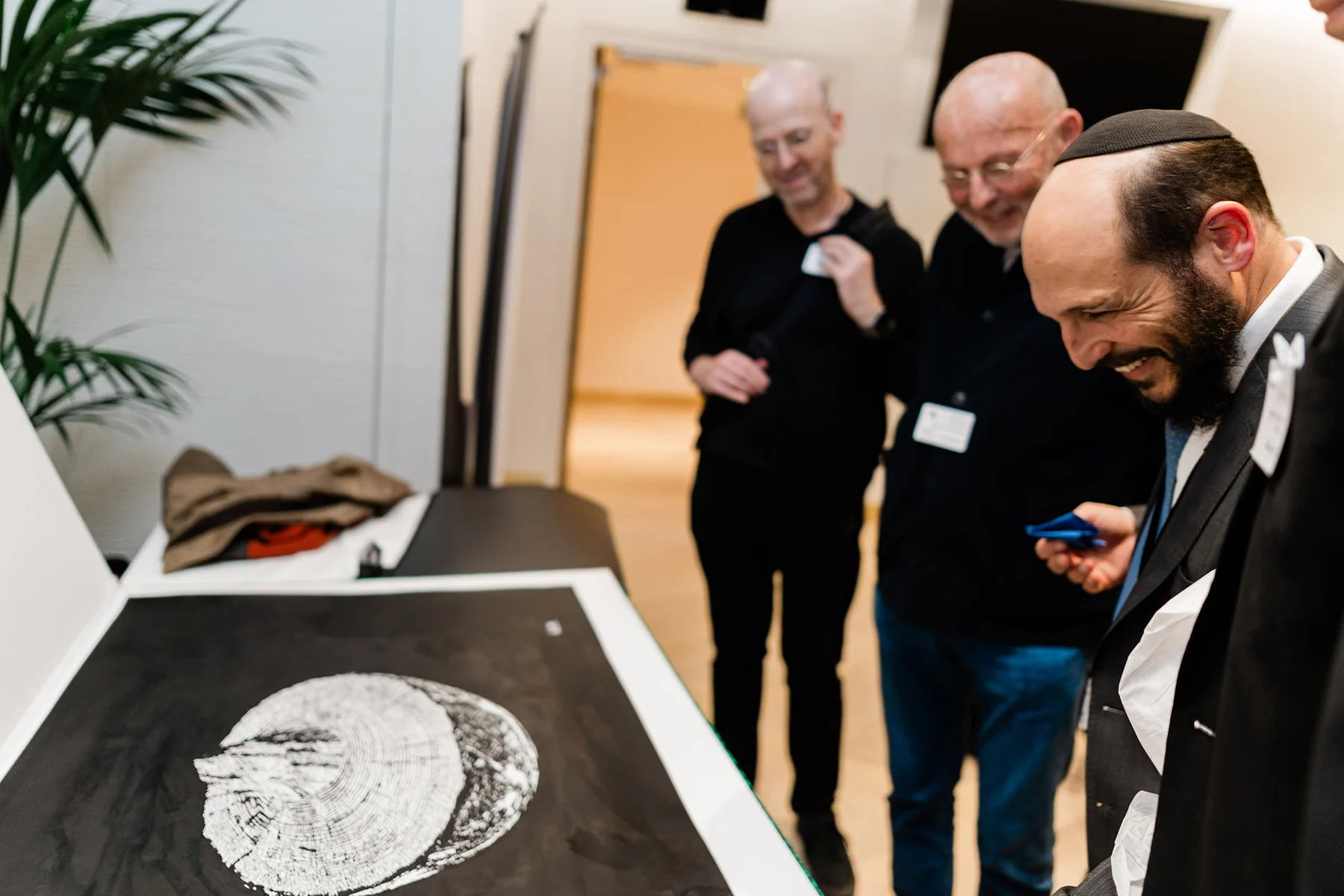 Visitors examining Seed of Eternity at the European Parliament in Brussels