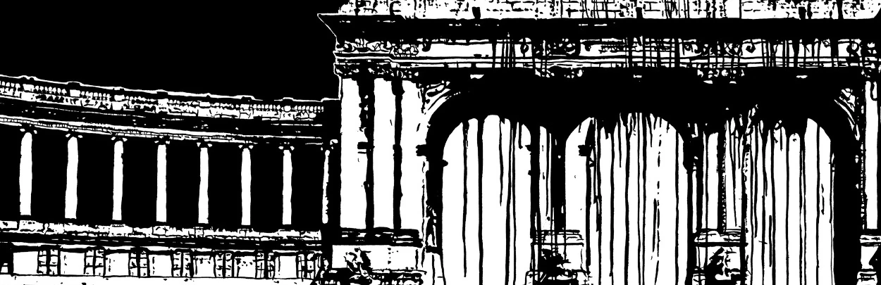 Detail of the black Congo-shaped form beneath the monument