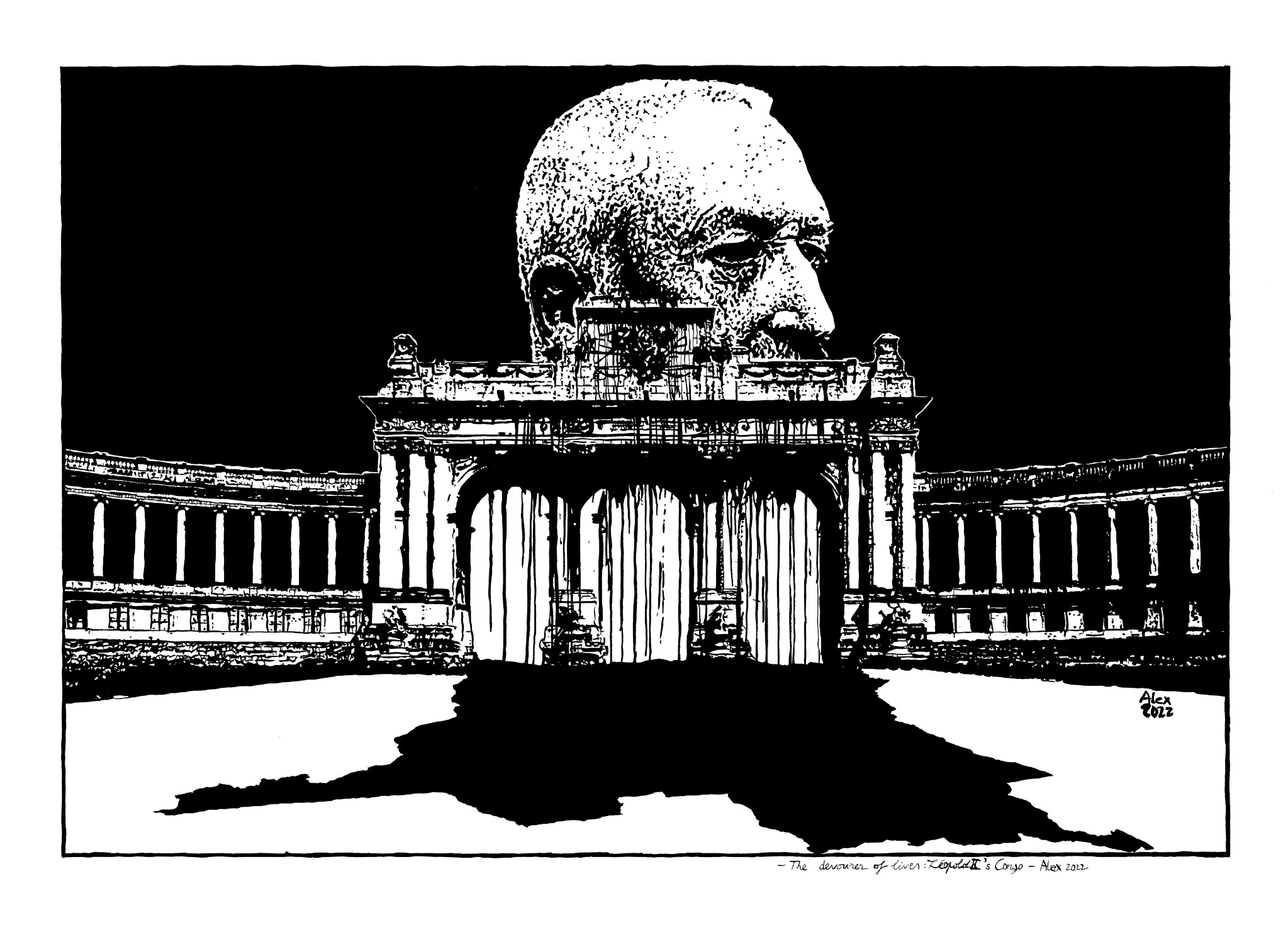 The Devourer of Lives: Leopold II’s Congo, original drawing, 2022