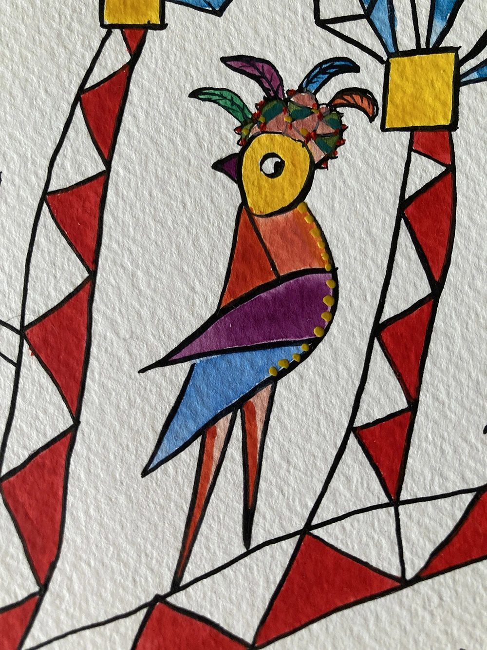 Fantastically crested bird in Tree of Life