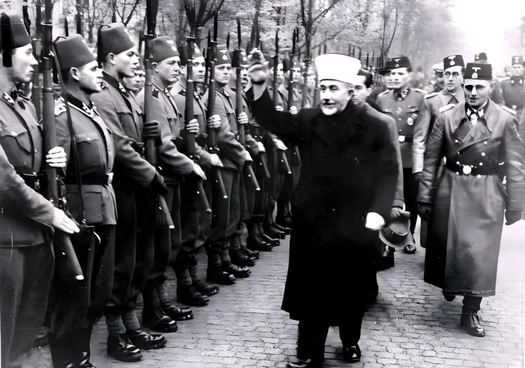 Hajj Amin al-Husayni with Bosnian Waffen-SS troops